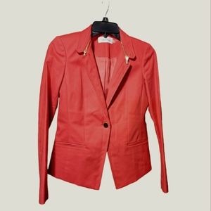 Calvin Klein Red Blazer with Gold Button Size 2 Petite
